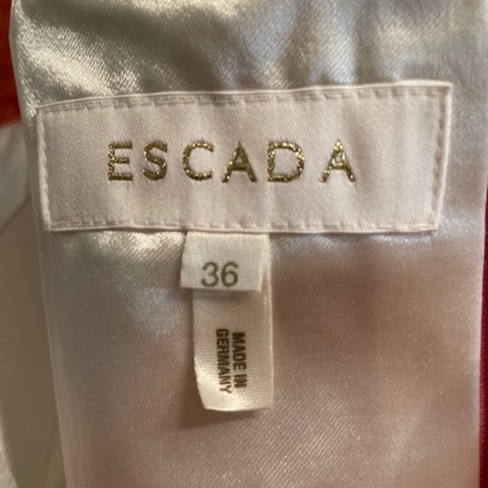 Escada Sz 36 Pink, Sliver, Gold Strapless Brocade Evening Dress - Picture 7 of 15